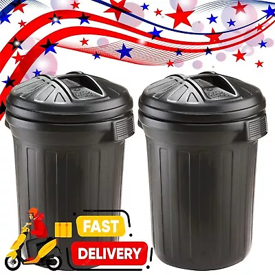 Heavy Duty Large Indoor Outdoor Black 80 Litre Shatterproof Dust Bin With Lid • £35.14