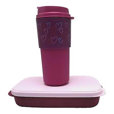 Tupperware Divided Slim Lunch Container With Insert & 16 Oz Eco To Go Mug Purple • $26.99