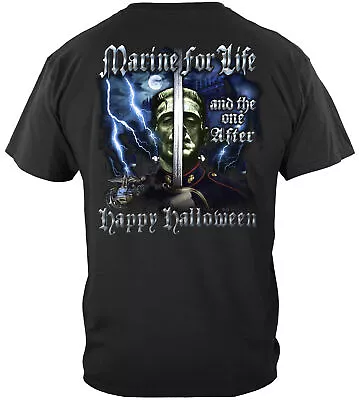 United States Marine Corps USMC Halloween Marine T-Shirt 100% Cotton Black • $29.95