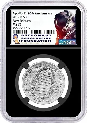 2019 D 50C Apollo 11 50th Anniversary Half Dollar NGC MS70 Early Releases • $15.50