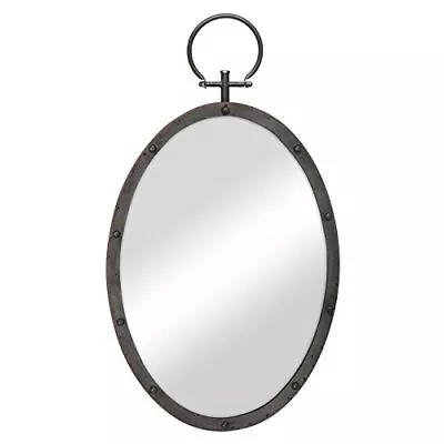 24.6  X 14  Oval Bronze Metal Wall Mirror With Rivet Detail And Hanging Loop ... • $33.49