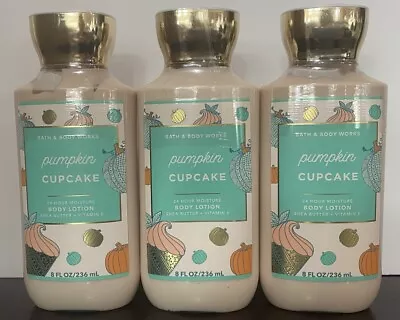 Bath & Body Works LOT OF 3 PUMPKIN CUPCAKE Body Lotions 8 Oz • $44.99