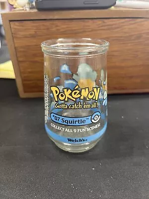 Vintage 1999 Pokemon Welchs Jelly Jam Jar Squirtle #7 Nintendo Glass Collectible • $18.35