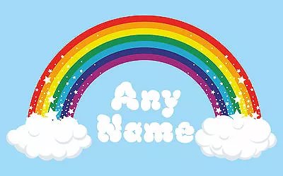 Personalised Rainbow Wall Art. Choose Any Name Vinyl Sticker Full Colour Decal • £6.54