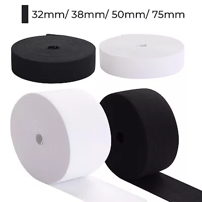 Flat Elastic Cord 1¼1½23 Inch - 32/38/50/75mm Wide Black White Sewing Crafts • £2.09