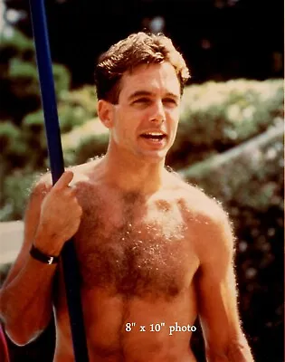 MARK HARMON HAIRY BARE CHEST Shirtless Swimming Pool Beefcake W Pole Photo (152) • $14.99