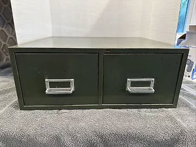 VINTAGE Steel Master 2 DRAWER METAL CABINET 7  X 18 1/2  X 16” GREEN #1 • $59.99