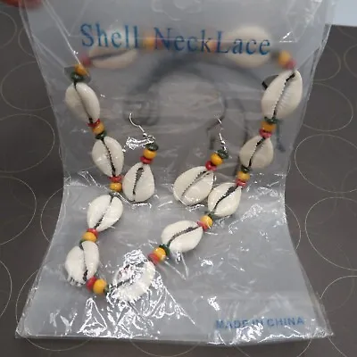 Rasta Cowrie Choker Necklace Necklace Africa Reggae Jamaica With Earrings • $8.36