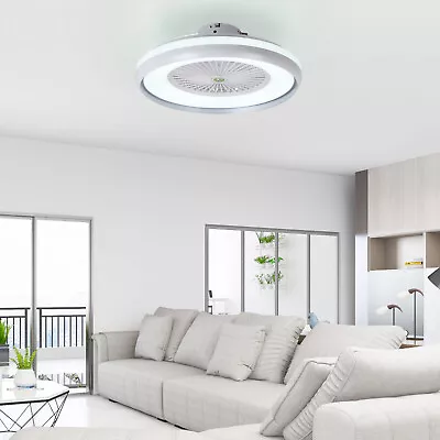 Ceiling Fan Light LED Invisible Blade Chandelier Fan With Remote Control 20 Inch • $64.60