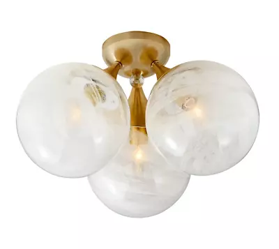 Visual Comfort ARN 4401HAB-WG Cristol 15  Triple Flush Mount Light Antique Brass • $560