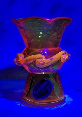 Vintage Kanawha Amberina Crackle Glass Small Vase • £19.99