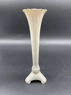 Vintage Lenox Bud Vase Ivory & Gold Fluted With Three Feet USA 7.5” Tall • $18