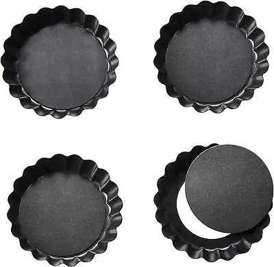 £8.85 • Buy 4 Round Baking Tins.4 Inch Cheesecake Tin Mould.Removable Bottom Mini Tart Pans