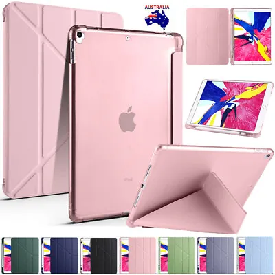$11.19 • Buy For Apple IPad Models Smart Leather Stand Case Clear Cover With Pencil Holder