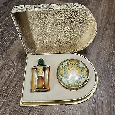 Vintage Emeraude De Coty Mini Perfume Bottle Air Spun Powder Compact Set In Box • $79