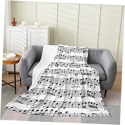 Music Throw Blanket For Music LoversBlack White Music Notes Twin Color 14 • $47.98