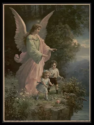 Stunning Vintage Gothic Guardian Angel Painting PrInt On Heavy Fine Art Paper • $14.95