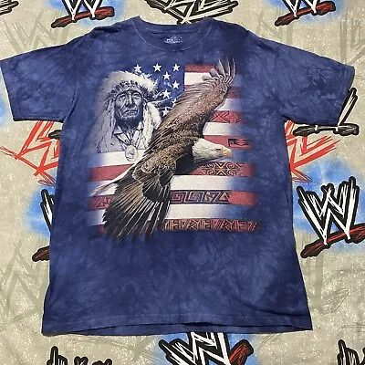 The Mountain Indian Chief Eagle USA Flag T-Shirt Men's L • $60