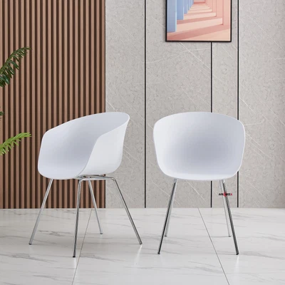 $99.99 • Buy AINPECCA 2x Dining Chairs Armchair PP Or Melange Linen Fabric Seat Metal Legs AU
