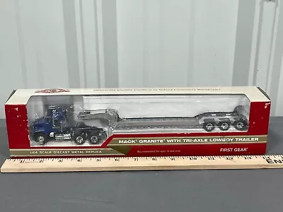 Mack Granite Truck W/ Tri-Axle Lowboy Trailer First Gear 1:64 NIB NEW HOLLAND BL • $118