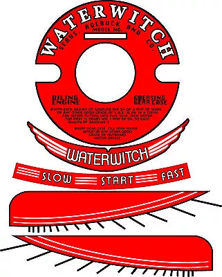 Vintage Antique WATERWITCH OUTBOARD MOTOR Decals 4  Flywheel • $25