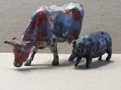 J Hill & Co Hollow Lead PIG And COW Farm Animal Figures SPARE OR REPAIR • £9.99