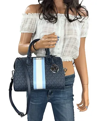 Michael Kors Bedford Small Duffle Satchel Shoulder Bag Mk Light Sky Multi • $169.88