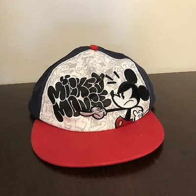 Mickey Mouse Hat Disney Parks Graffiti Baseball Snapback Red White Blue • $2.95