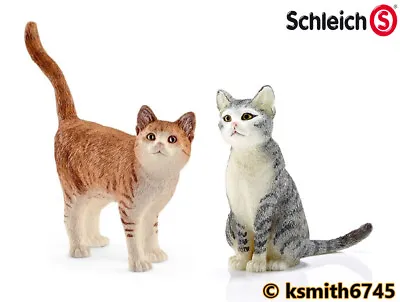 Schleich CAT PAIR Solid Plastic Toy PET Farm Animal Cat  Predator * NEW *💥 • £7.24