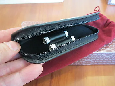 Visconti Premium Black Calf Leather Midi Two-pen Zip Case NN10 • $57.80