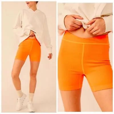 NEW Free People Movement Free Throw Biker Shorts Burning Up Neon Orange XS 4.5  • $30