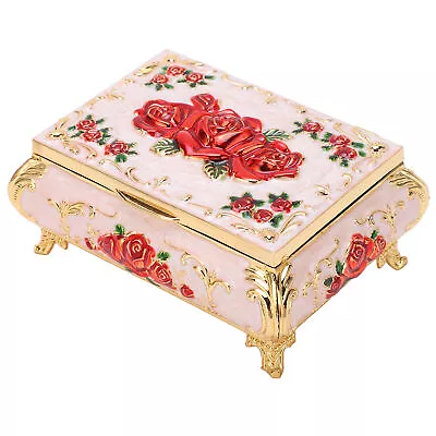 (Gold White Red Rose) Vintage Jewelry Box Vintage Style Antique Jewelry • $28.73