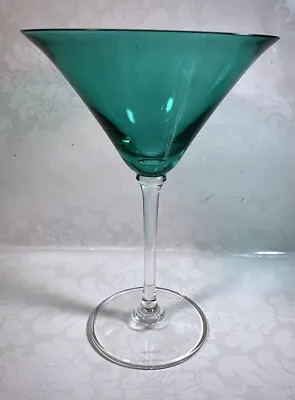 Vera Wang Crystal Wedgewood Martini Glass Emerald/Peacock Green Cup Clear Stem • $30