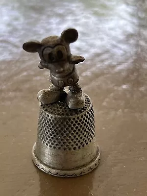 Vintage Disney Mickey Mouse Pewter Thimble • $4.99