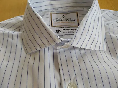 NWOT Brooks Brothers Luxury Collection White W Blue S 14.5-32 Milano MSRP $168 • $42