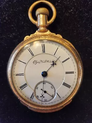 1890 Elgin B W Raymond 18S 15J RR Grade Pocket Watch Box Hinge Case Working • $137.50