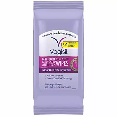 $9.03 • Buy Vagisil Anti-Itch Medicated Feminine Vaginal Wipes Maximum Strength 20 Wipes ...