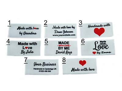 Personalised Custom Sew In Handmade Craft Labels Tags Clothing Fabric In White • £7.99