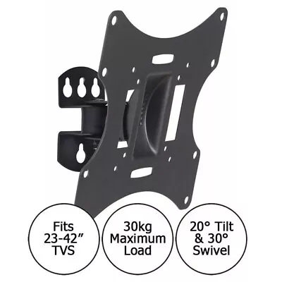 23-42 Inch TV Monitor Wall Bracket Mount Tilt And Swivel With 30kg Capacity • £11.99