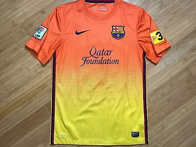 Men’s Small Nike FC Barcelona Lionel Messi Orange 2012-13 Soccer Football Jersey • $8