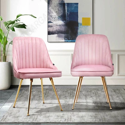 $195.08 • Buy 2 X Velvet Dining Chairs Seat Cafe Kitchen Furniture Pink