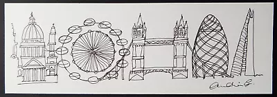 Continuous Line Pen & Ink Drawing Of London St Paul's Gherkin Shard Bridge Eye • £19.99
