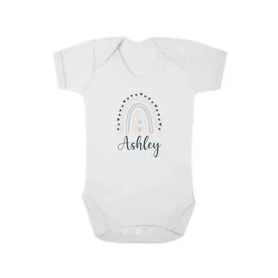 Second Ave Personalised Rainbow Baby Grow Vest White Shortsleeve Babygrow • £8.49