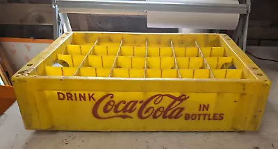 Vintage Coca Cola Yellow Plastic Crate Case Box 24 Carrier Red Letters Full Size • $29.99