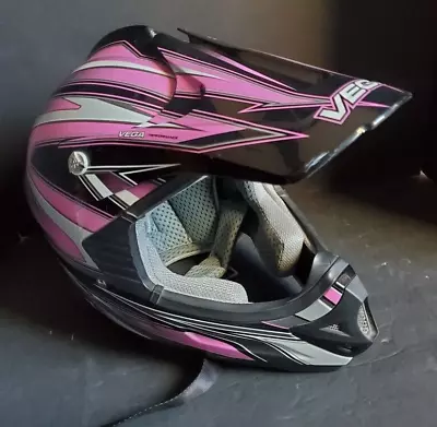 VEGA ATV Quad Moto Snowmobile Motocross Helmet Black & Pink Adult Size Small • $39.99