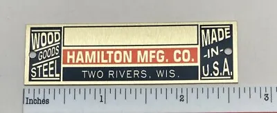 Hamilton Manufacturing Drafting Table Metal Identification Badge - Reproduction • $10