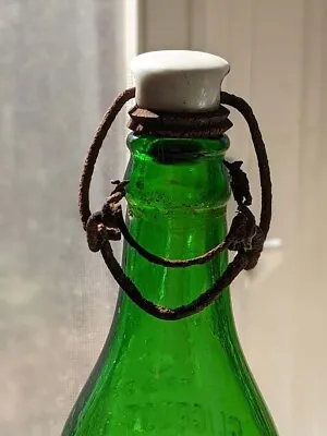 $8 • Buy Emerald Green Bottle Trade Clicquot Club Mark Registered W Porcelain Cap  