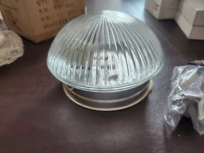 Progress Lighting SATIN  Flushmount Light Fixture With Clear Ribbed Glass Globe • $19.99