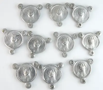 Holy Face Jesus Mary Of Sorrows Vintage Rosary Center Medals Parts Lot 10pc • $11.25