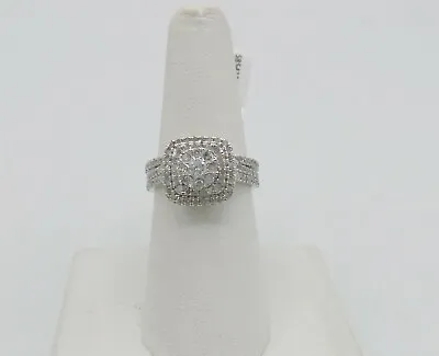 $429.99 • Buy  Zales 1CT Halo Diamond Engagement Bridal Wedding 10K White Gold Anniversary Set